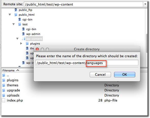 Create directory languages WordPress 4.0