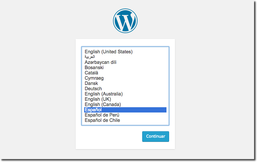 nstall WordPress 4 in your language