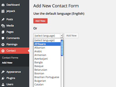Contact form 7 langues disponibles
