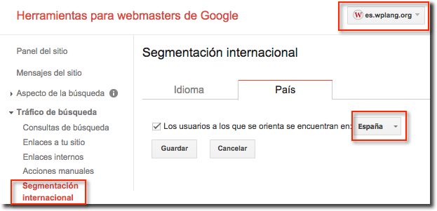 Segmentación geográfica Herramientas Webmasters Google