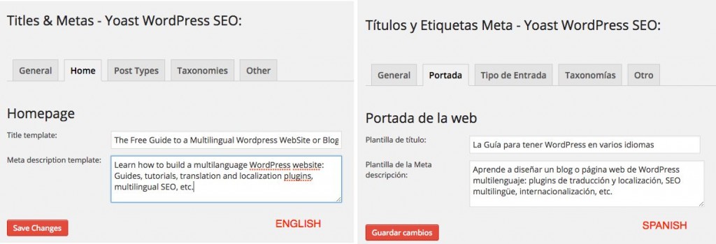 WordPress SEO Multisitio - Título - Meta descripción