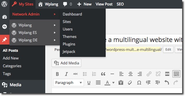 Wplang WordPress Multisite Network