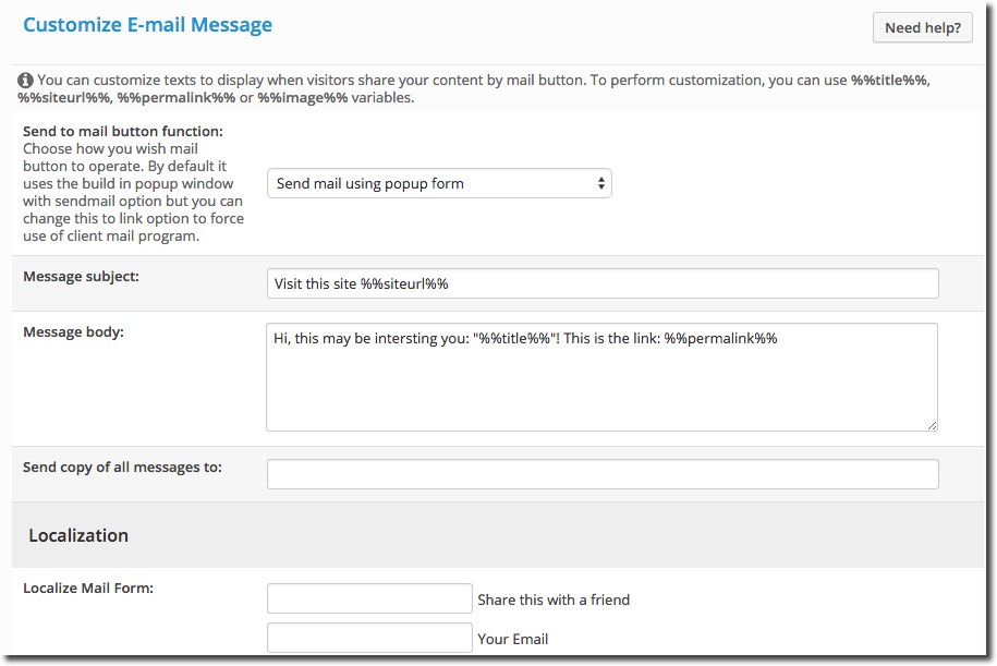 Customize E-mail Message