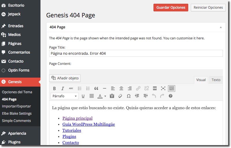 Ejemplo Genesis 404 Page Not Found Plugin