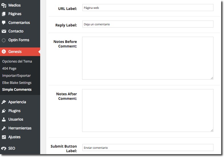 Ejemplo Genesis Simple Comments plugin