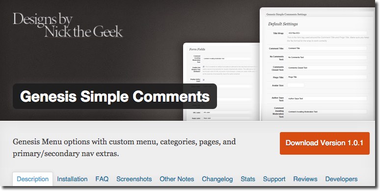 Genesis Simple Comments Plugin