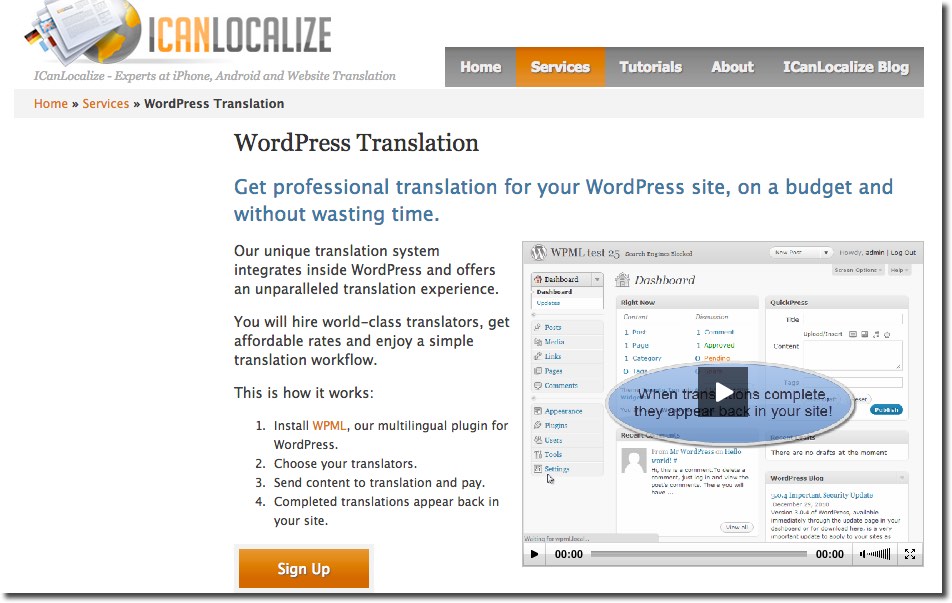 ICanLocalize WordPress Translation Services