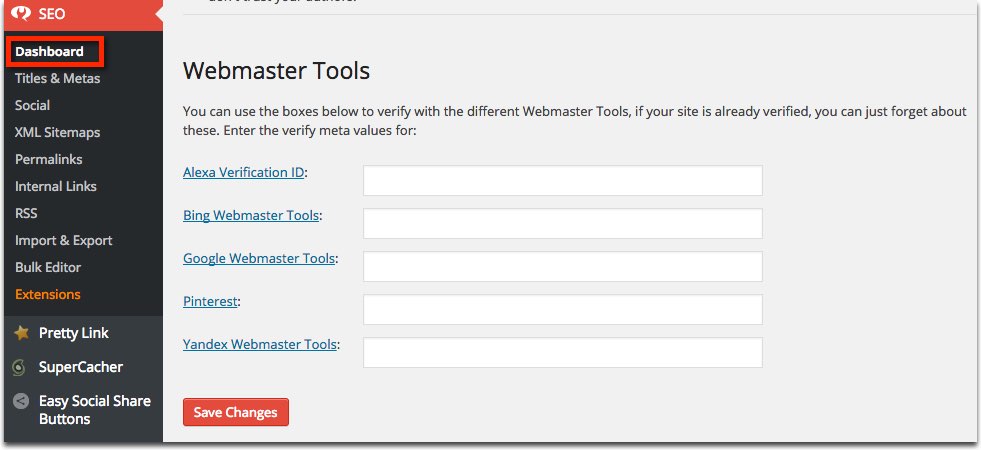 Verify WordPress SEO by Yoast Google Webmasters Tools
