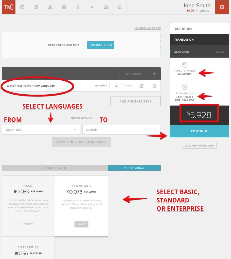 7 Professional Translation Service TextMaster WordPress - Select languages